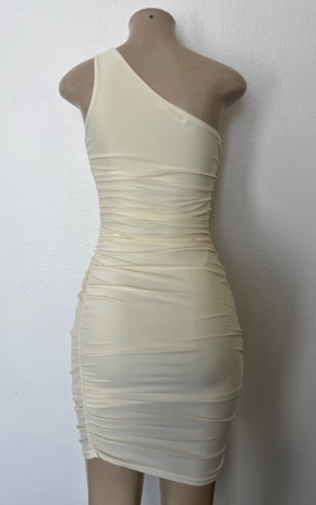 Cream Allure One-Shoulder Dress