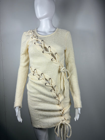 lace-Up Knit Sweater Dress
