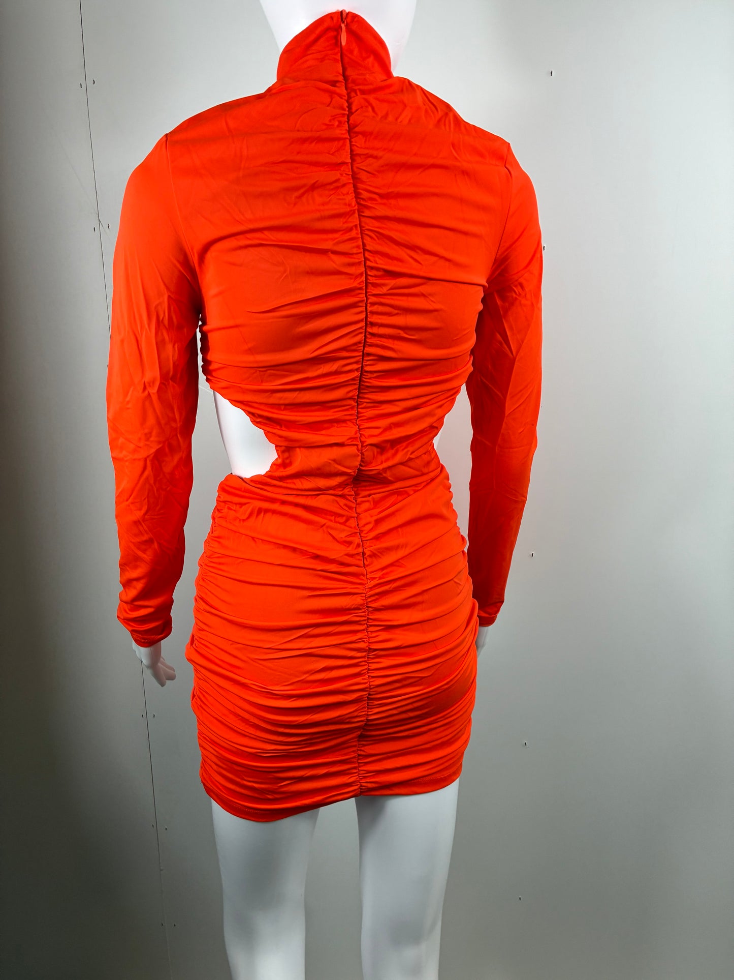 Satin Puff Sleeve Ruched Mini Dress