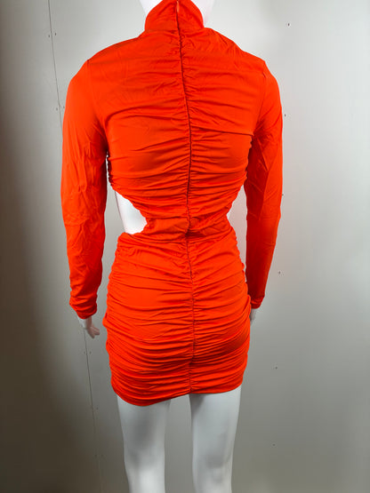 Satin Puff Sleeve Ruched Mini Dress