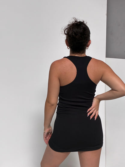 Sporty Black Fitted Dress