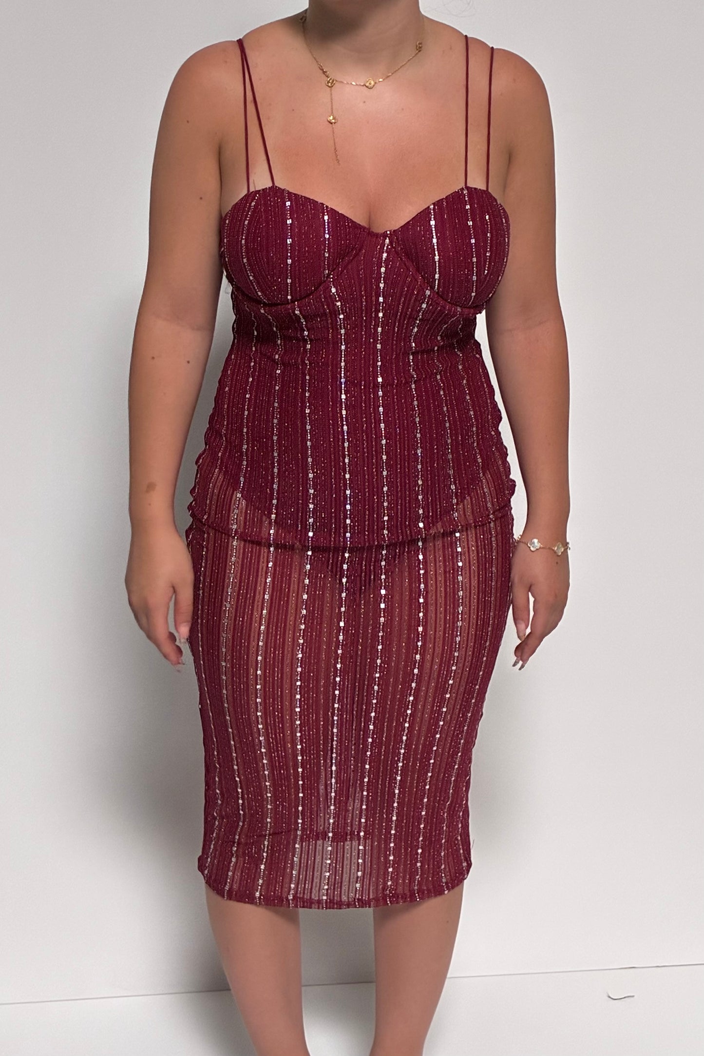 Sheer Sequin Corset Mini Dress