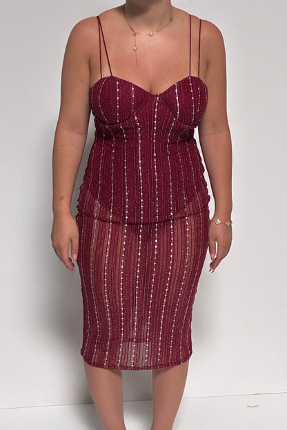 Sheer Sequin Corset Mini Dress