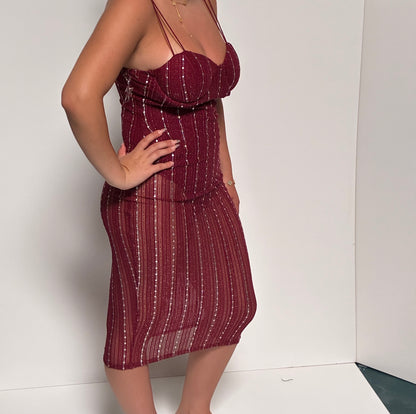 Sheer Sequin Corset Mini Dress