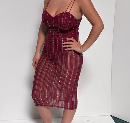 Sheer Sequin Corset Mini Dress