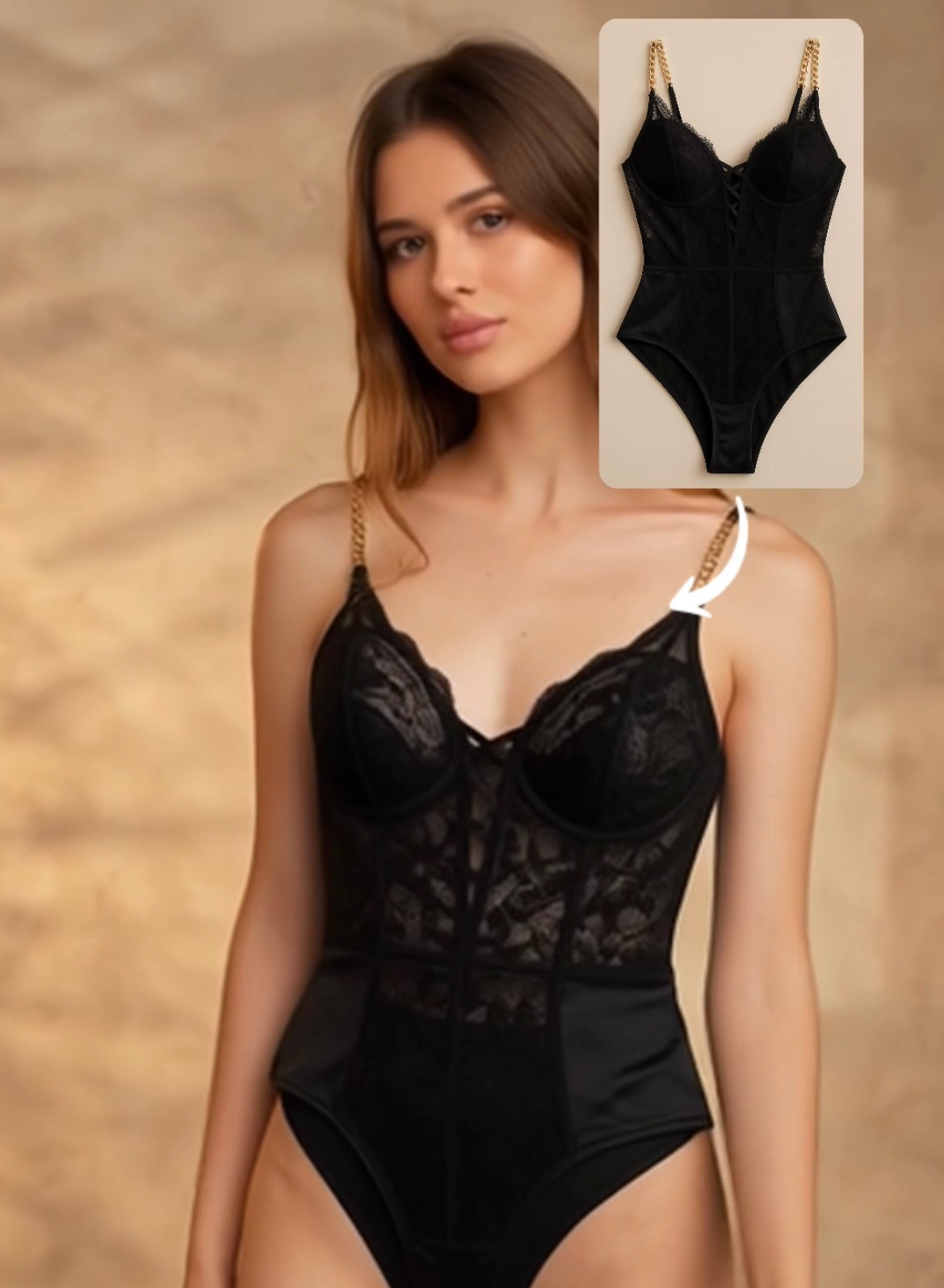 Lace Bodysuit gold accessories