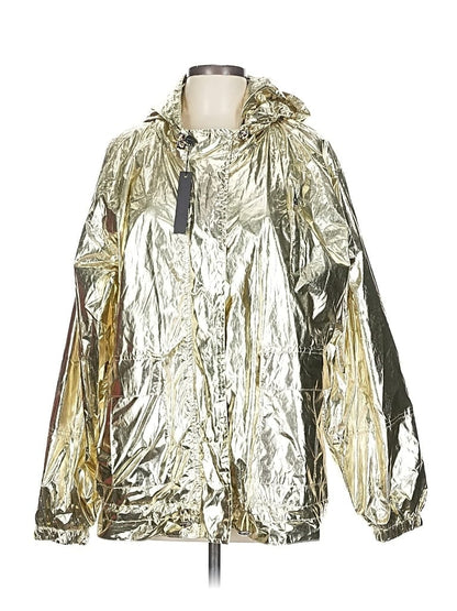 Metallic Long Waist Rain coat Hooded