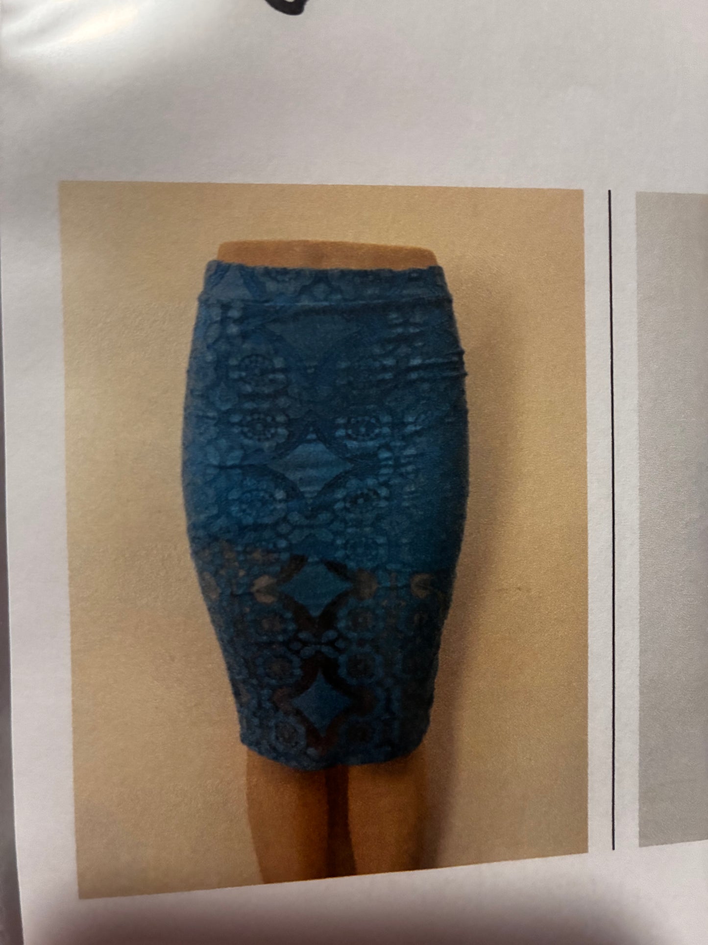 Blue Lace Midi Skirt