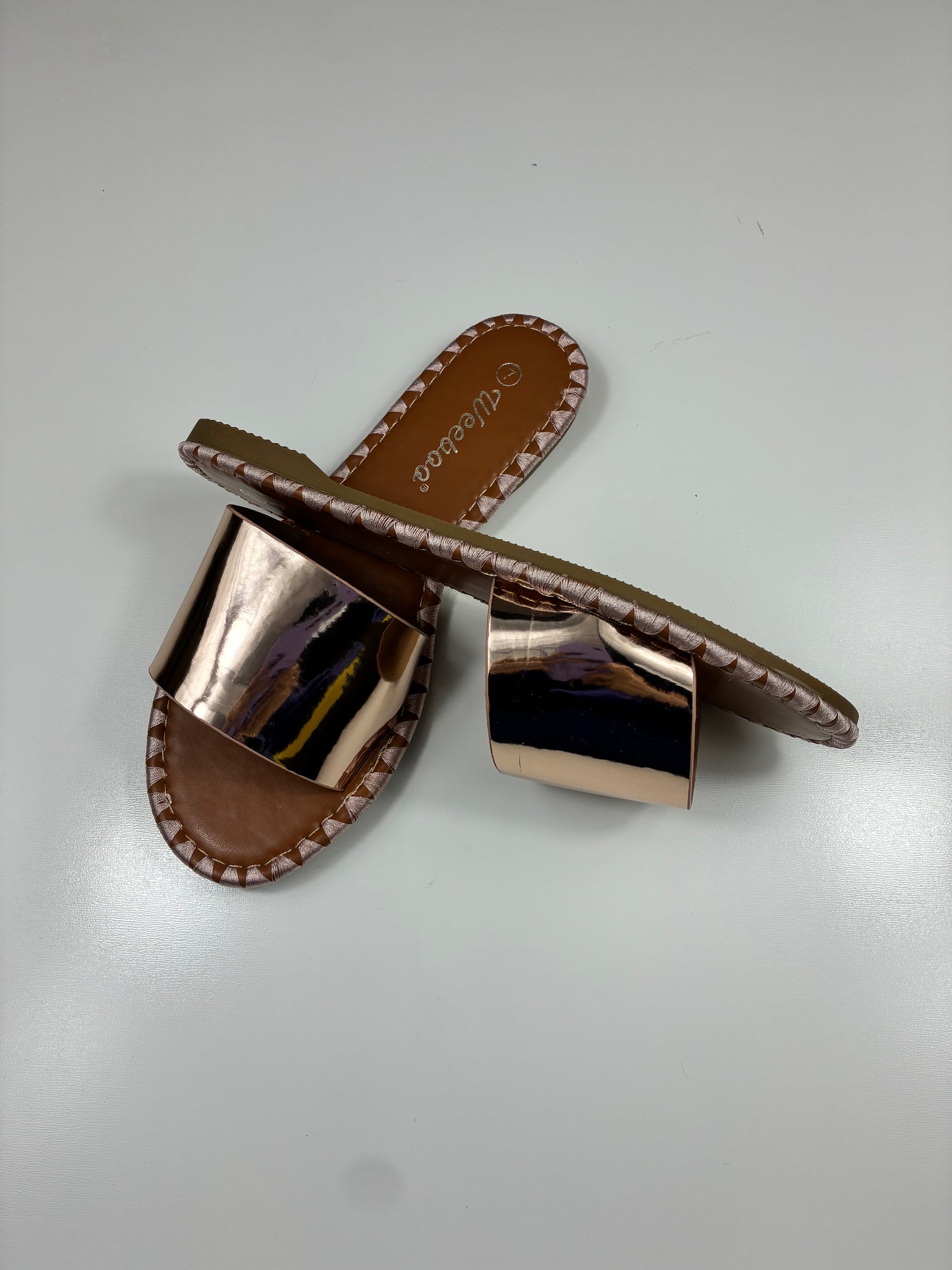 Metalic Patent slide Sandals