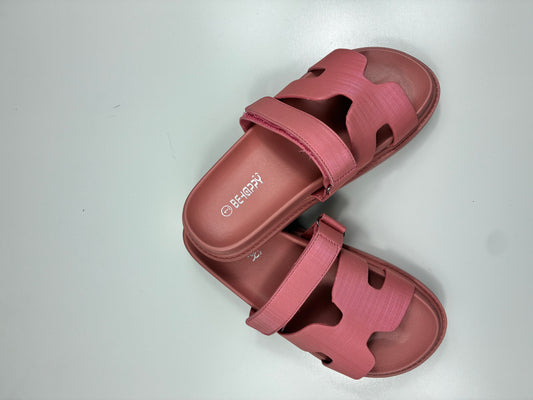Pink Cutout Slide Sandals