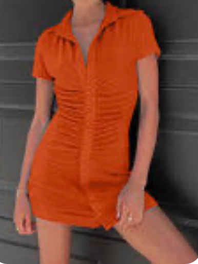 Ruched Button-Front Mini Dress