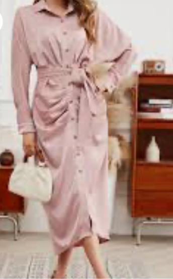 Ruched Shirt Dress with Belt