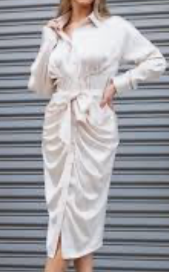 Ruched Shirt Dress with Belt