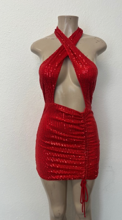Criss-Cross Sequin Mini Dress