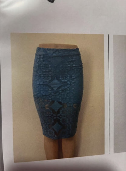 Blue Lace Midi Skirt