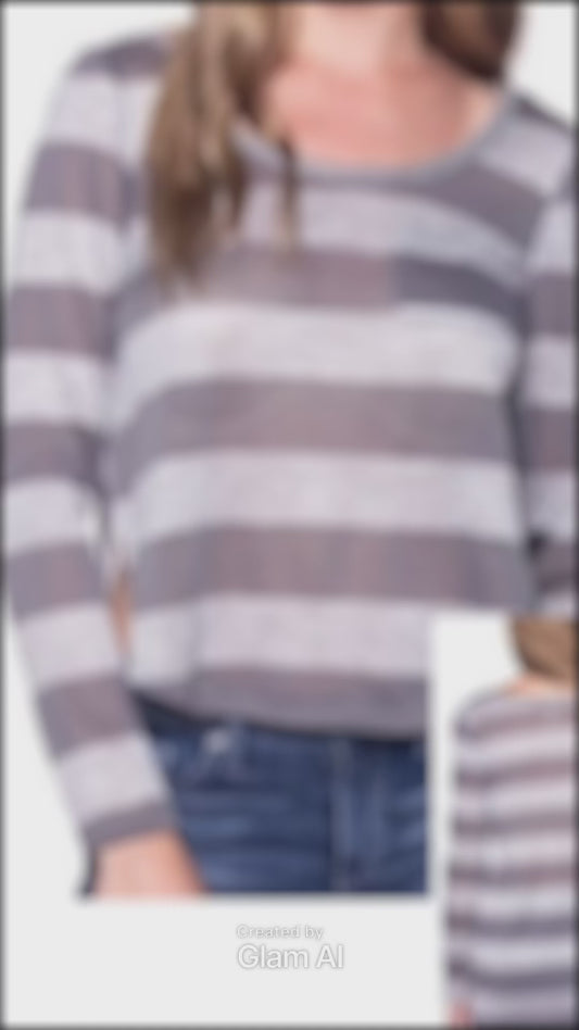Casual Crew Neck Striped Shirt