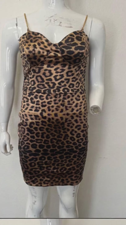 Leopard Satin Dress