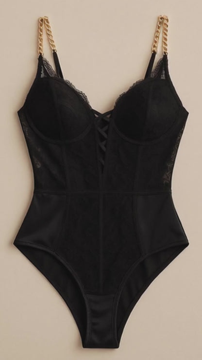 Lace Bodysuit gold accessories