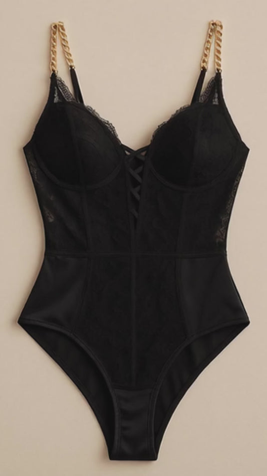 Lace Bodysuit gold accessories