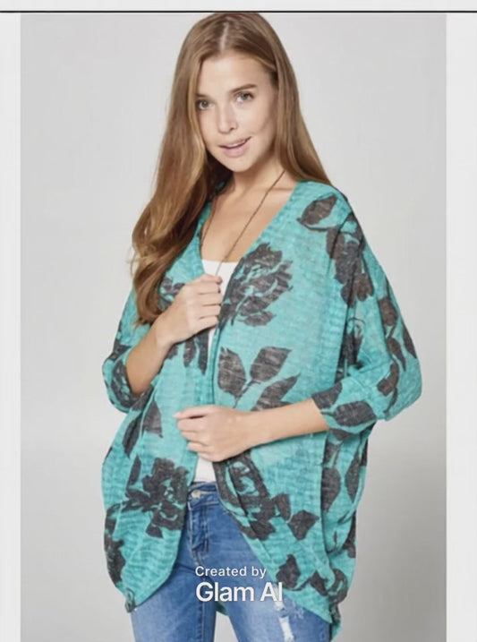 Soft Knit Floral Drape Top