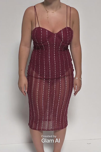 Sheer Sequin Corset Mini Dress